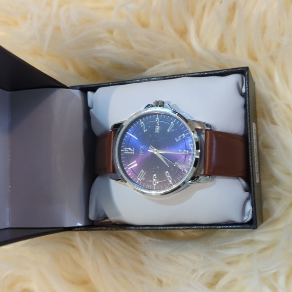 TFX Accessories New Tfx Brown Silver Watch With Blue Face Poshmark